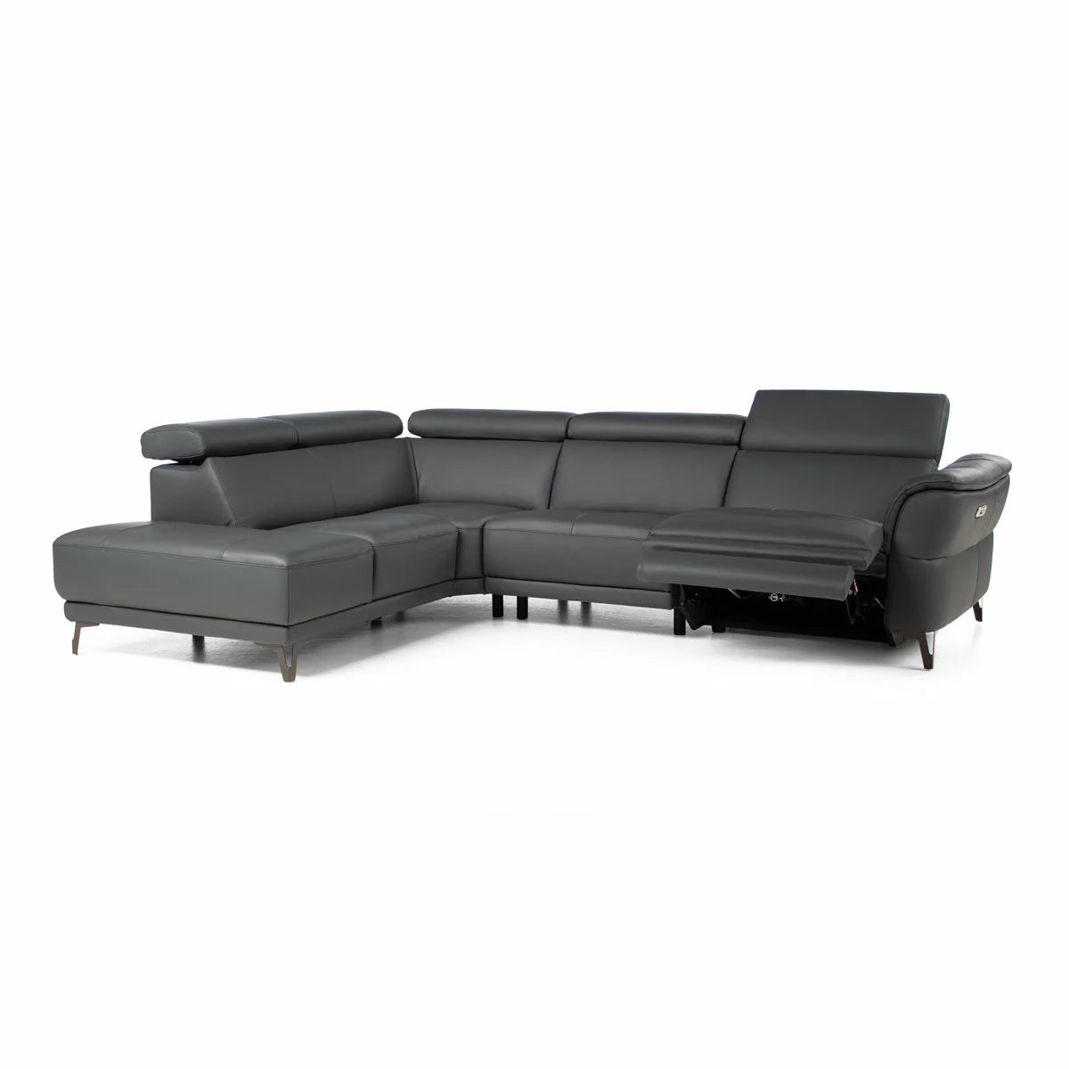 Nicoletti Charleston Blue Leather Power Reclining Corner Sofa with Chaise in 2