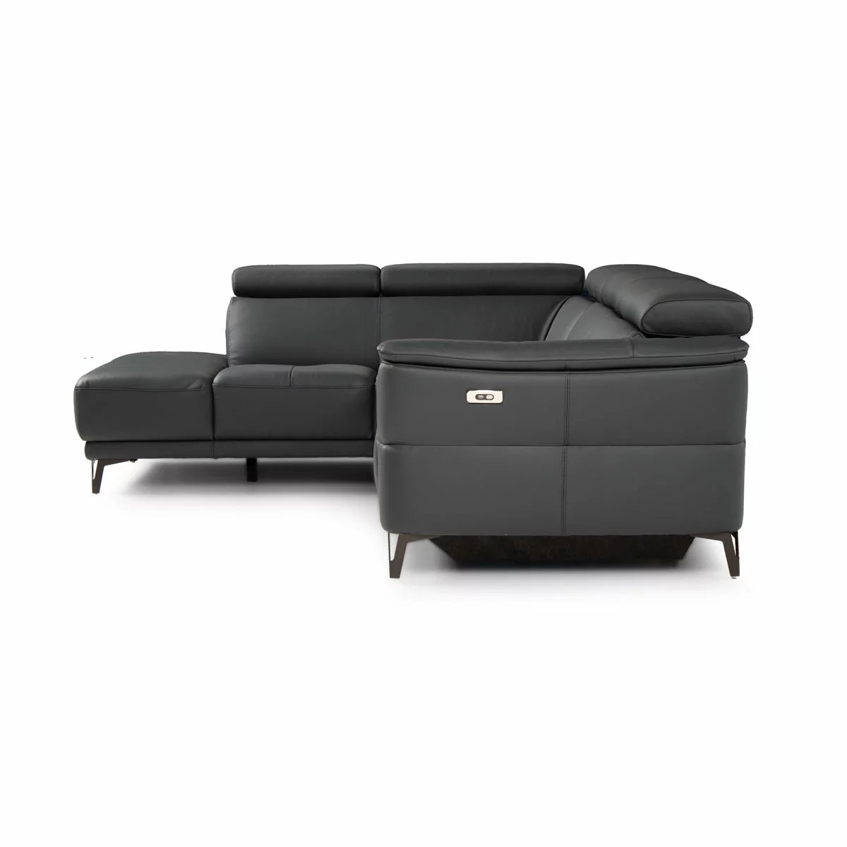 Nicoletti Charleston Blue Leather Power Reclining Corner Sofa with Chaise in 2