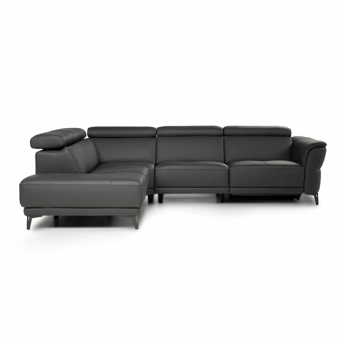 Nicoletti Charleston Blue Leather Power Reclining Corner Sofa with Chaise in 2