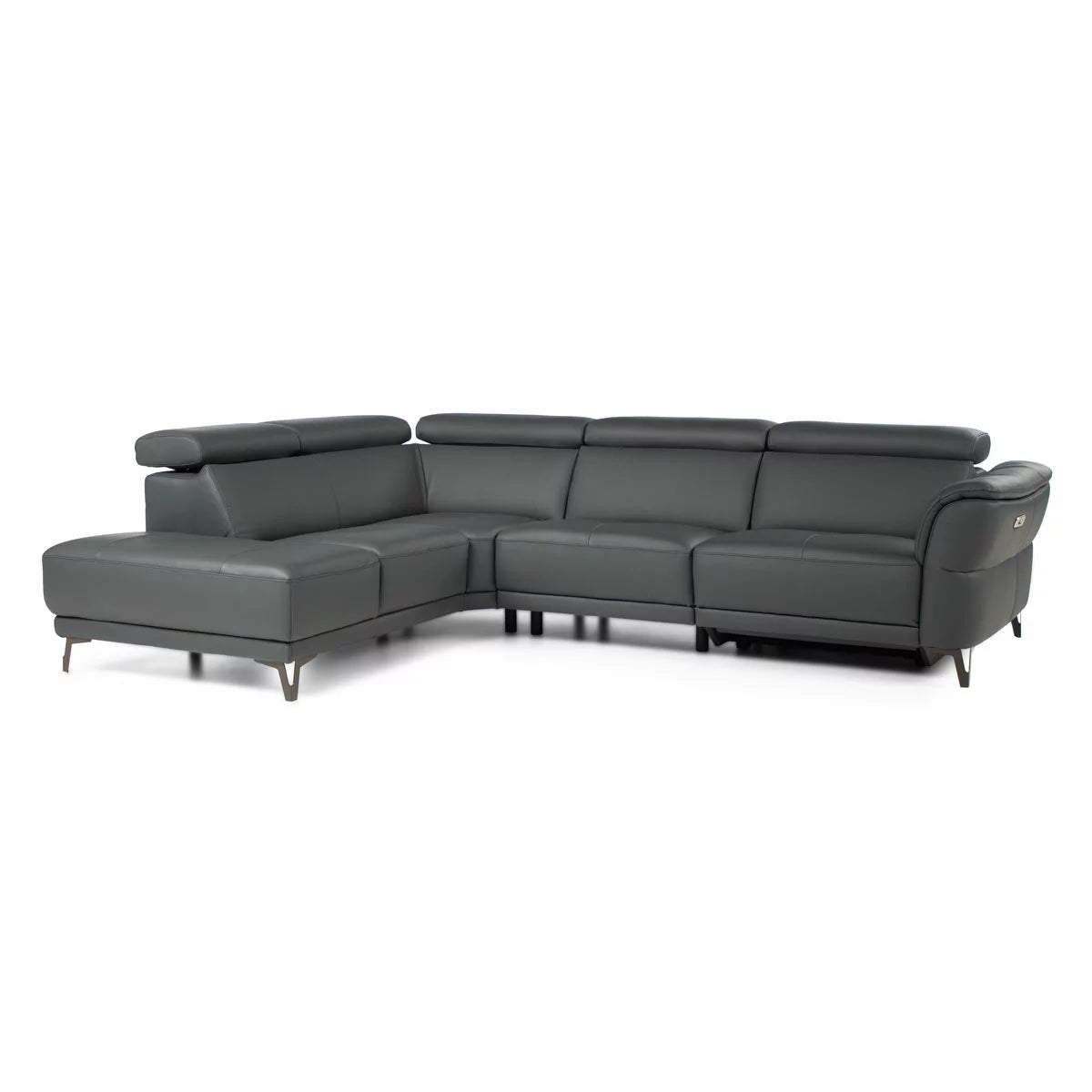 Nicoletti Charleston Blue Leather Power Reclining Corner Sofa with Chaise in 2