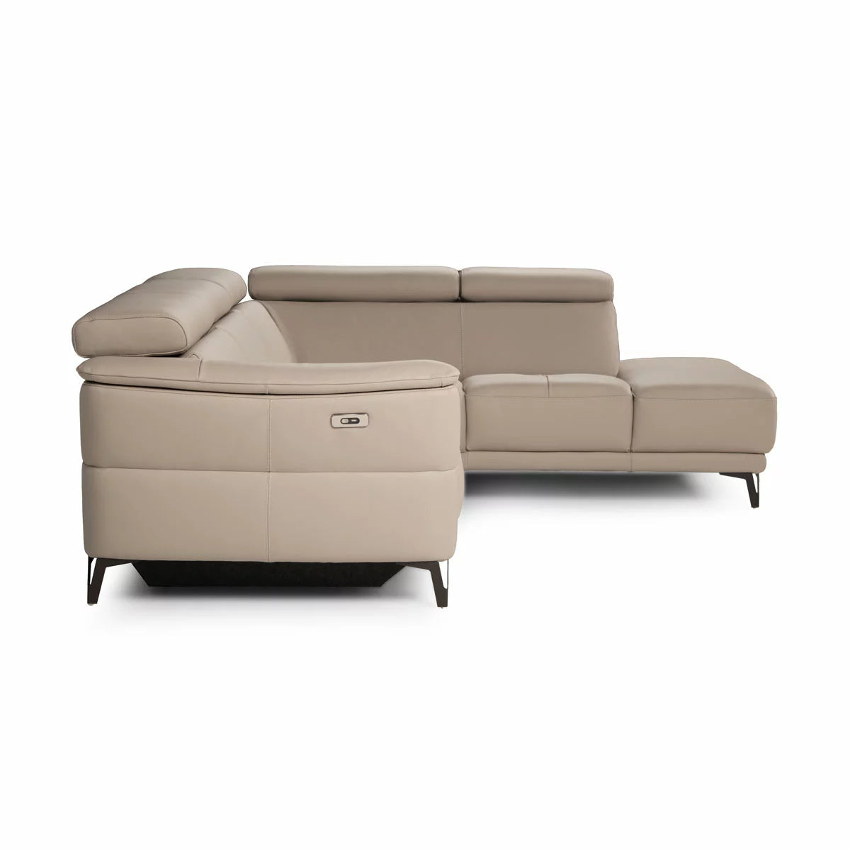 Nicoletti Charleston Beige Leather Power Reclining Corner Sofa with Chaise in 2