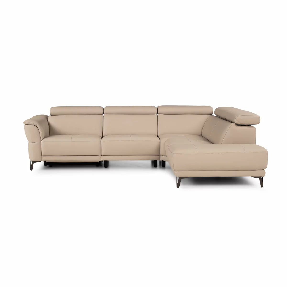 Nicoletti Charleston Beige Leather Power Reclining Corner Sofa with Chaise in 2