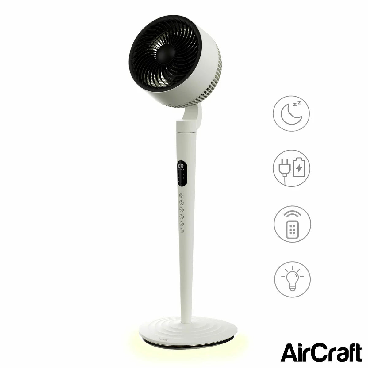 AirCraft AirLUME Cordless Air Circulator Fan with Dimmable Lighting in Stone