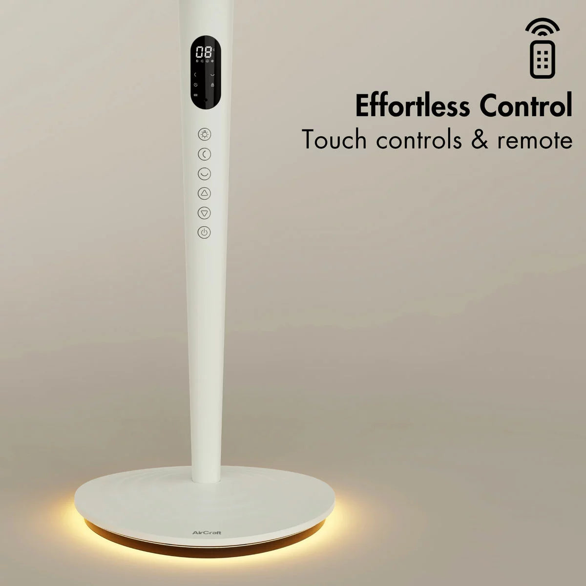AirCraft AirLUME Cordless Air Circulator Fan with Dimmable Lighting in Stone