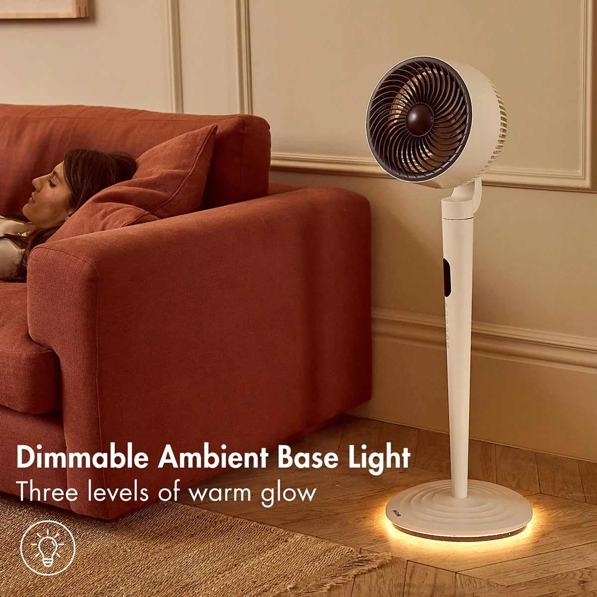 AirCraft AirLUME Cordless Air Circulator Fan with Dimmable Lighting in Stone