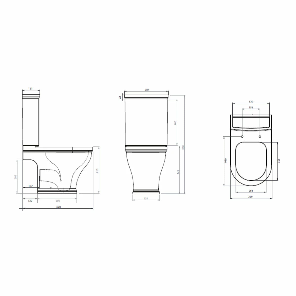 Tavistock Ashby Open Back Toilet With Cistern And Seat