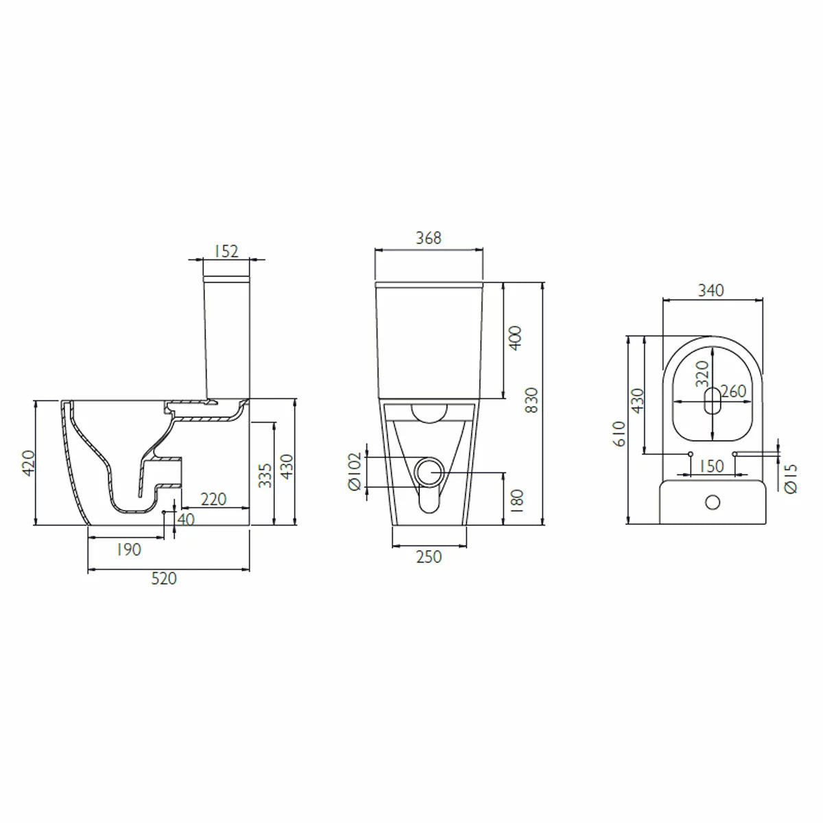 Tavistock Curve Closed Back Toilet With Cistern And Seat 620mm