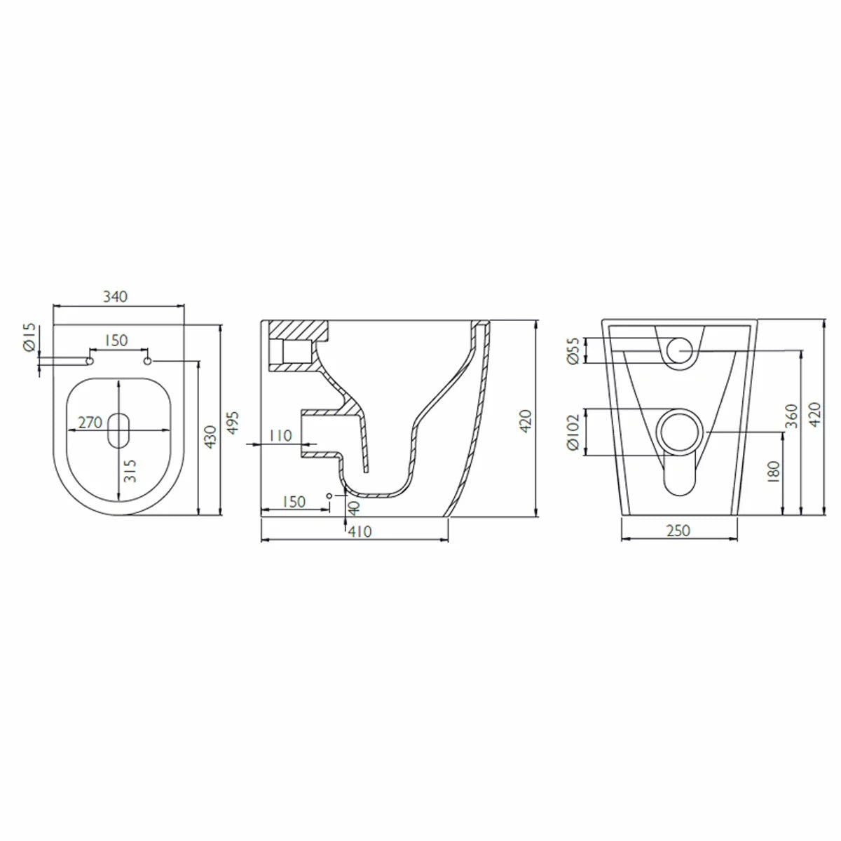 Tavistock Curve Back To Wall Toilet With Pan And Seat