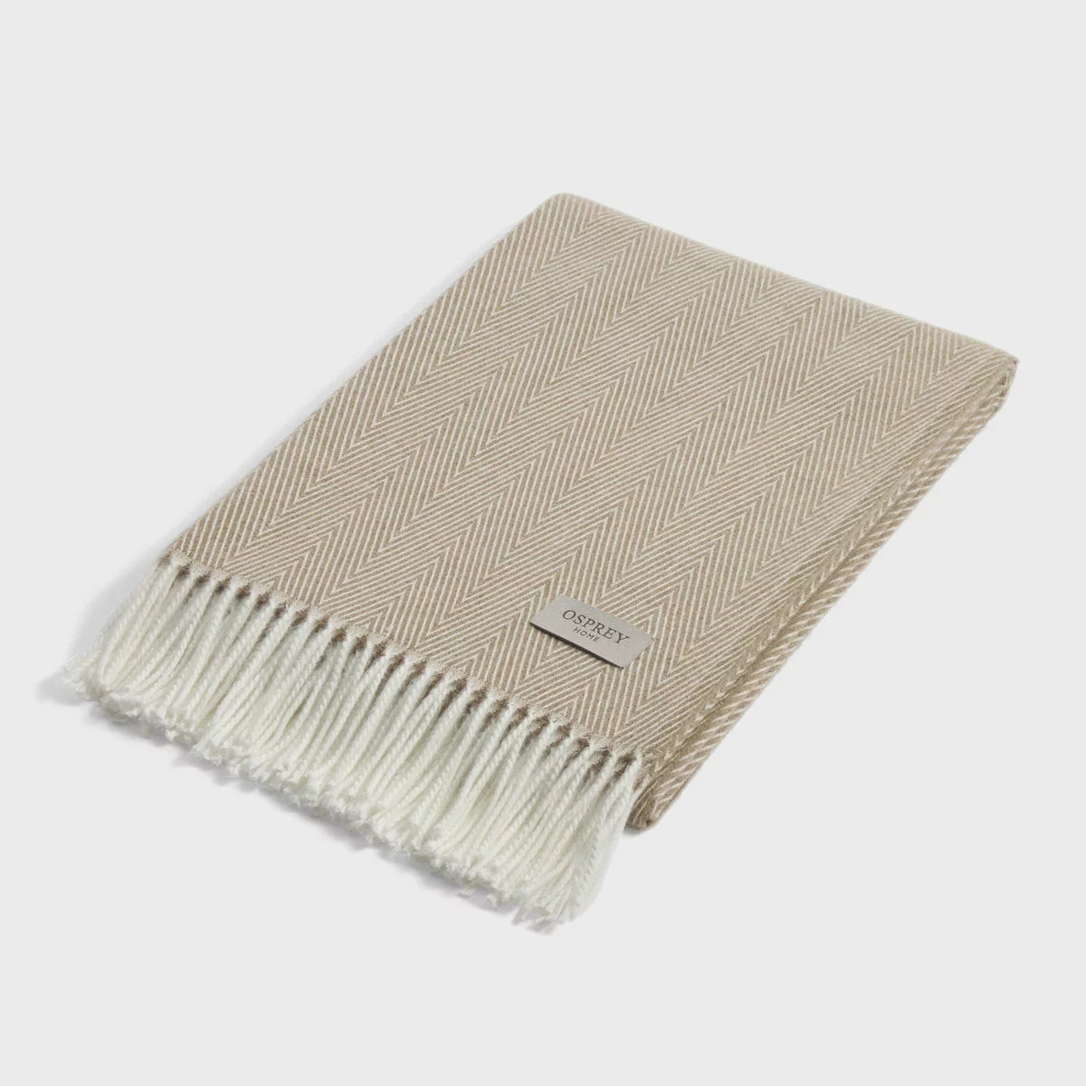 Osprey London Herringbone Fringed Throw, 140 x 190 cm