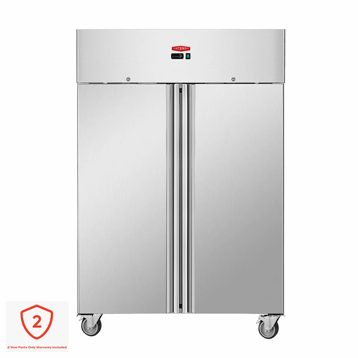 Contender FZU011 Commercial 1200L Double Door Freezer, E Rated in Stainless Steel