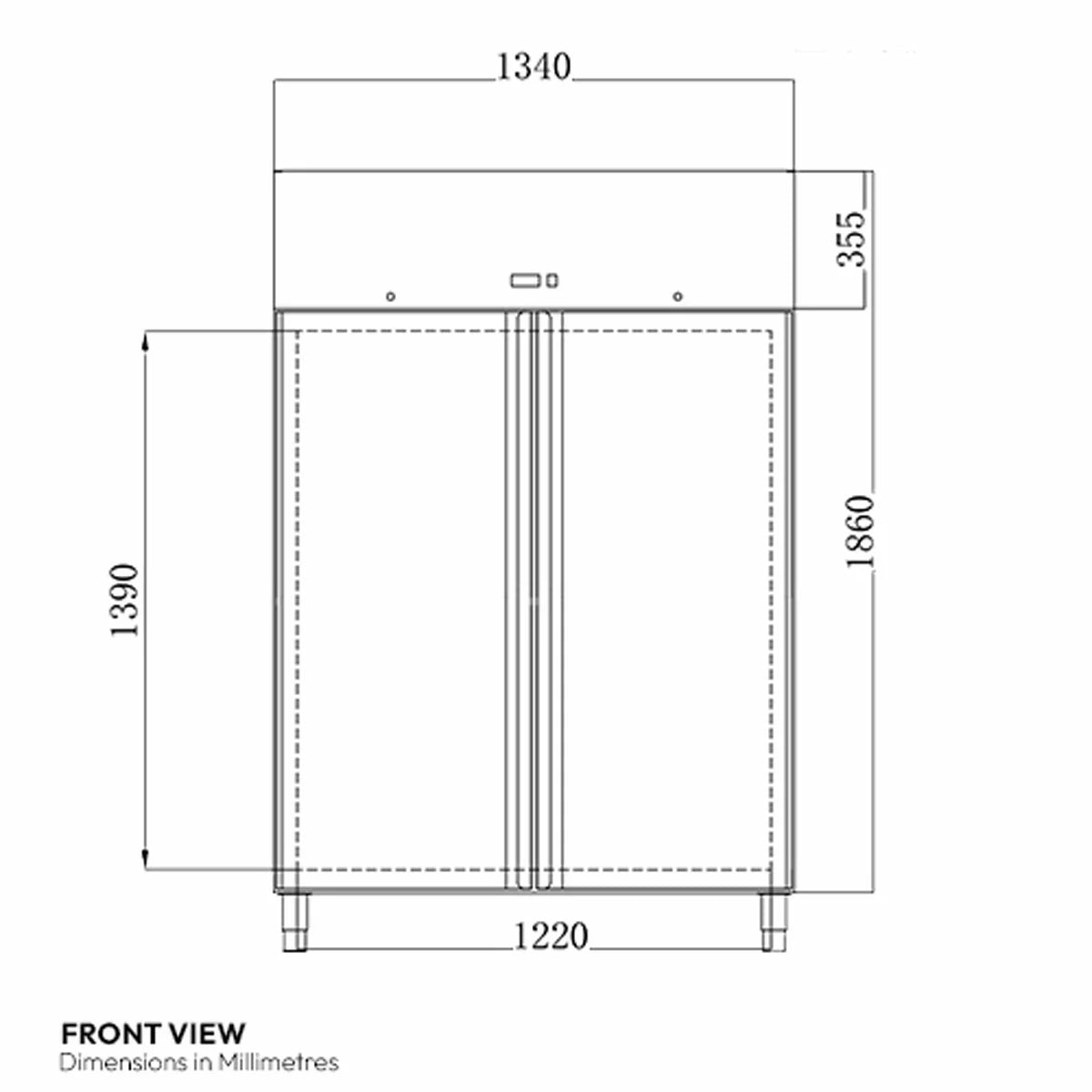 Contender FZU011 Commercial 1200L Double Door Freezer, E Rated in Stainless Steel, view 4