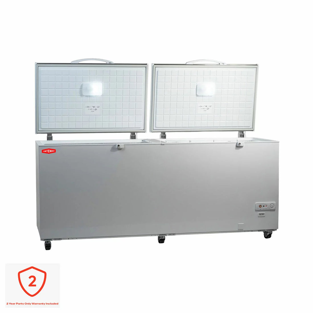 Contender FZC019 Commercial 655L Twin Lid Chest Freezer, D Rated in White