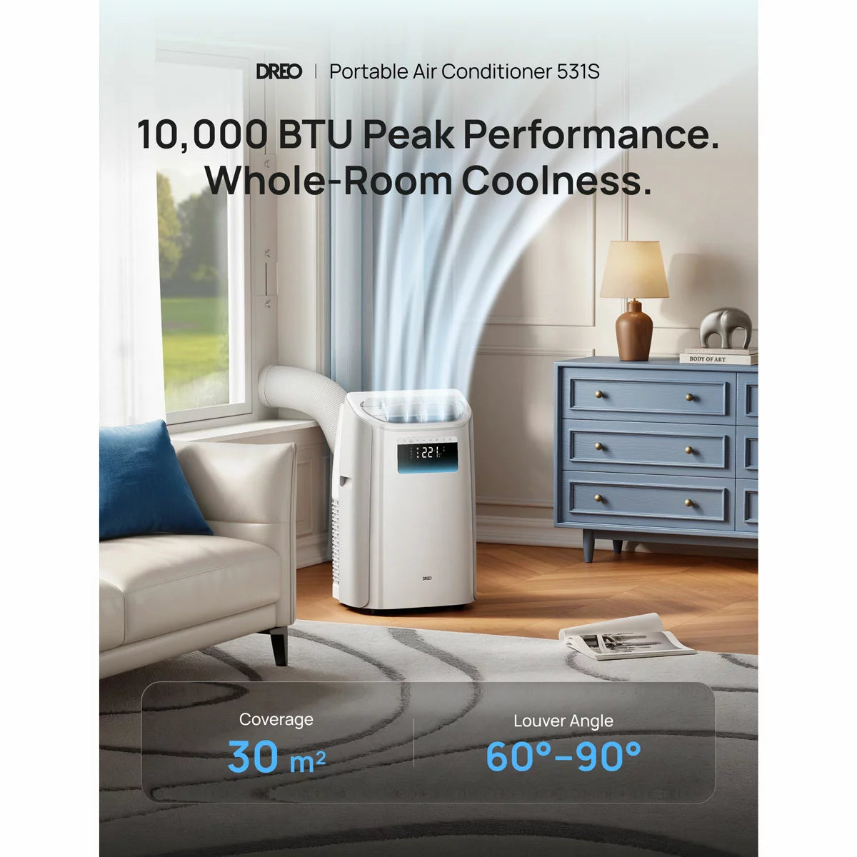 DREO DR-HAC011S Smart 3-in-1 Portable Air Conditioner in White