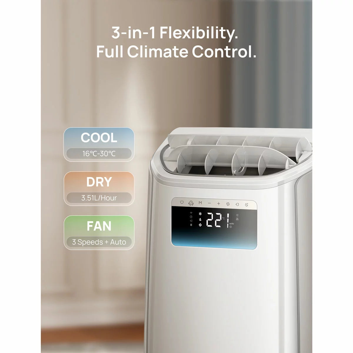 DREO DR-HAC011S Smart 3-in-1 Portable Air Conditioner in White