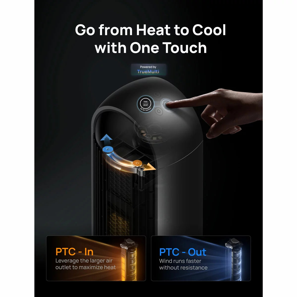 DREO DR-HSH016S 2-in-1 Tower Fan & Heater in Grey