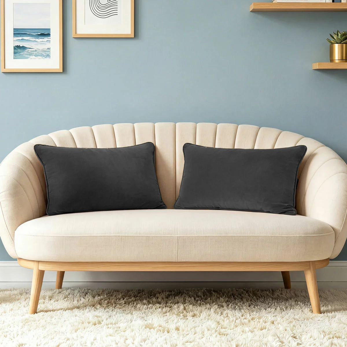 Sutton Place Collection Velvet Cushion 2 Pack, 35 x 55 cm