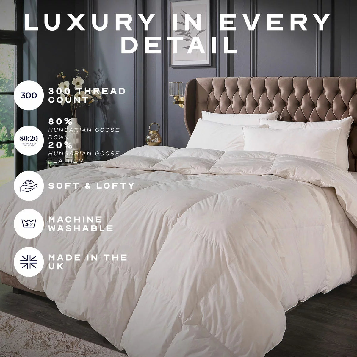 Snuggledown Retreat Hungarian Goose Down 10.5 Tog Duvet in 4 Sizes