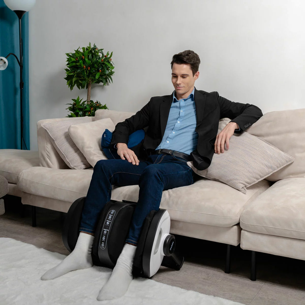 Renpho PUK-R-D001R-WH 2 in 1 Foot & Calf Massager in White