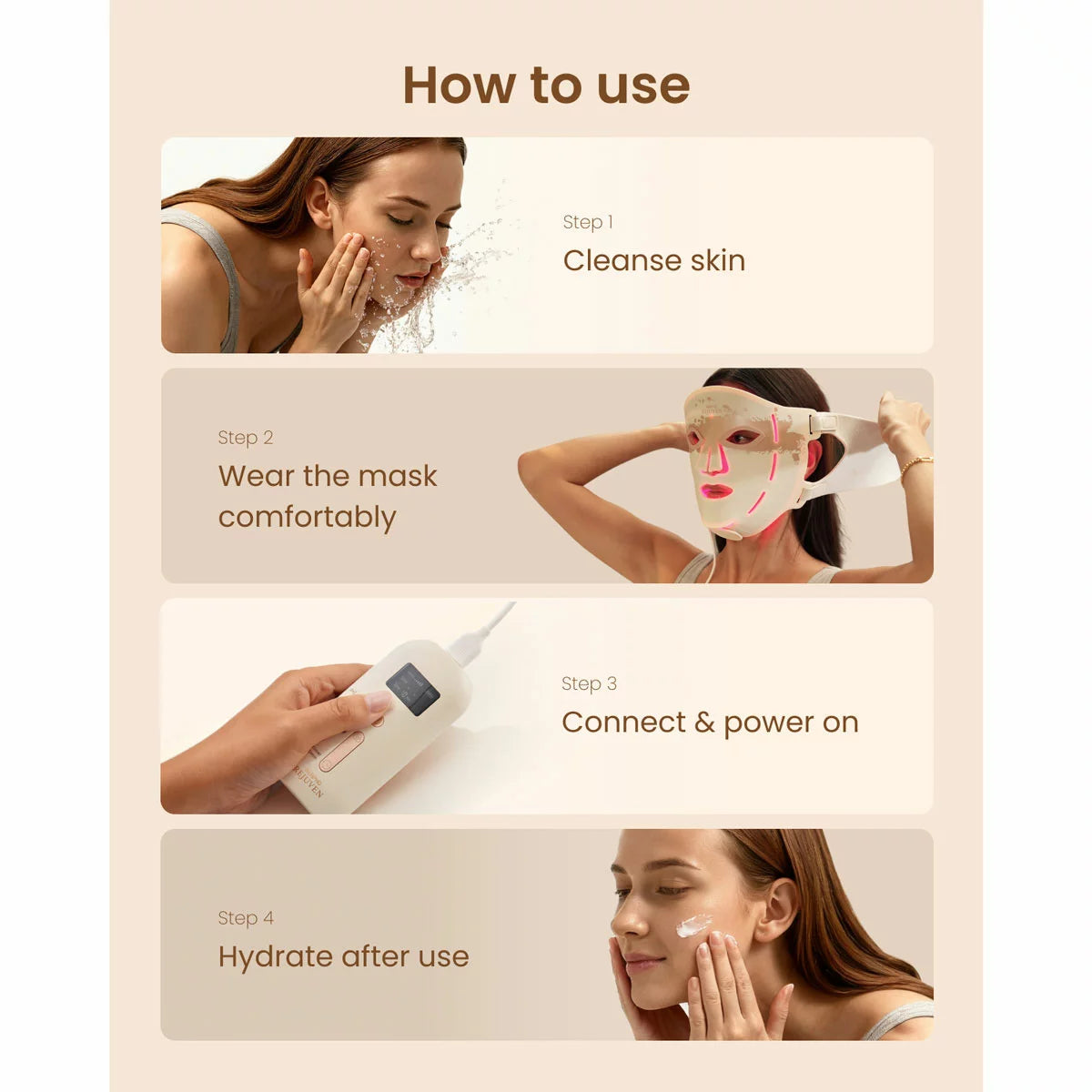 Renpho PEU-E100B-1 Artimis Blush Light LED Face Mask