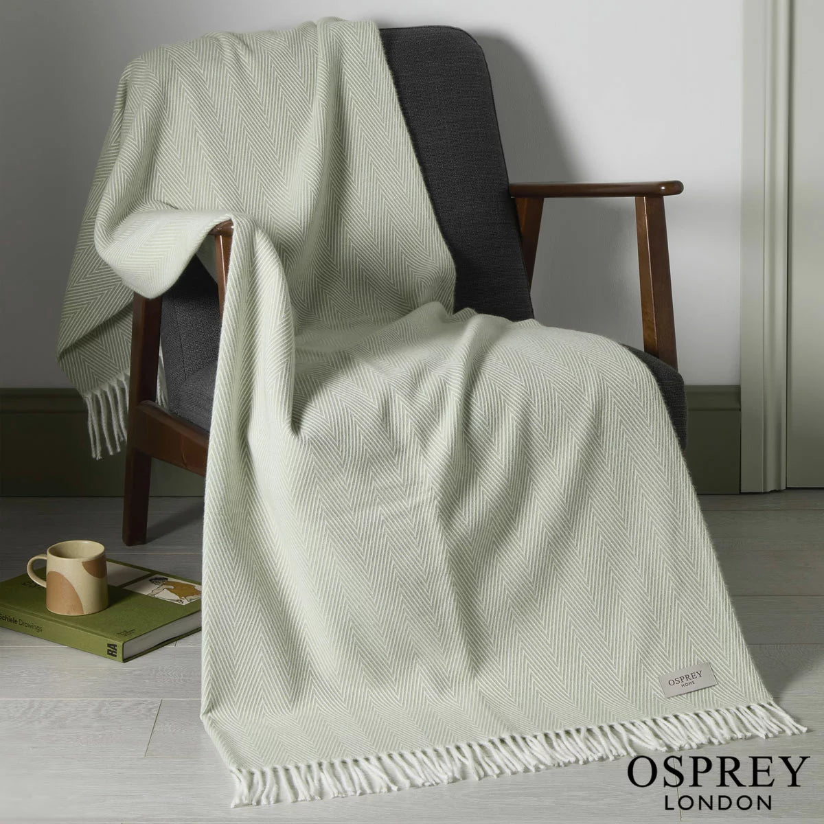 Osprey London Herringbone Fringed Throw, 140 x 190 cm