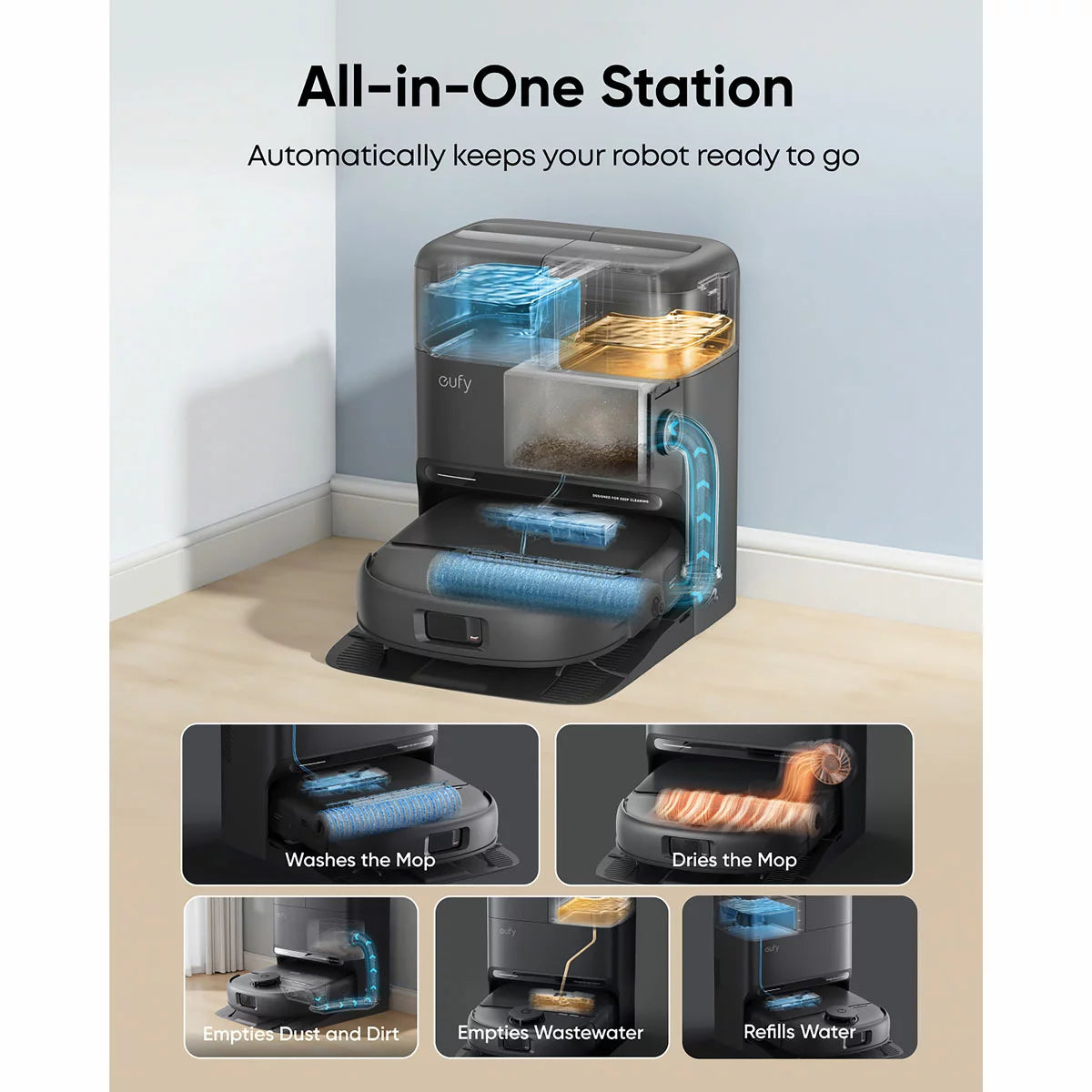 eufy T211AV11 X12 Pro Robot Vacuum & Mop with Accessory Kit Bundle in Black