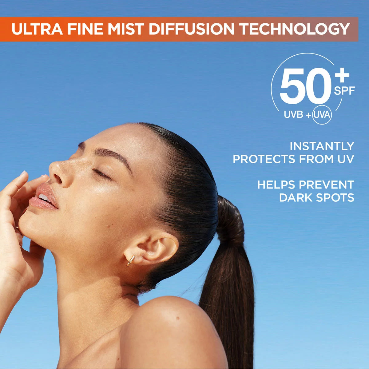 Garnier Vitamin C Brightening Over Make-up UV Sun Cream Mist, SPF50+, 3 x 75ML