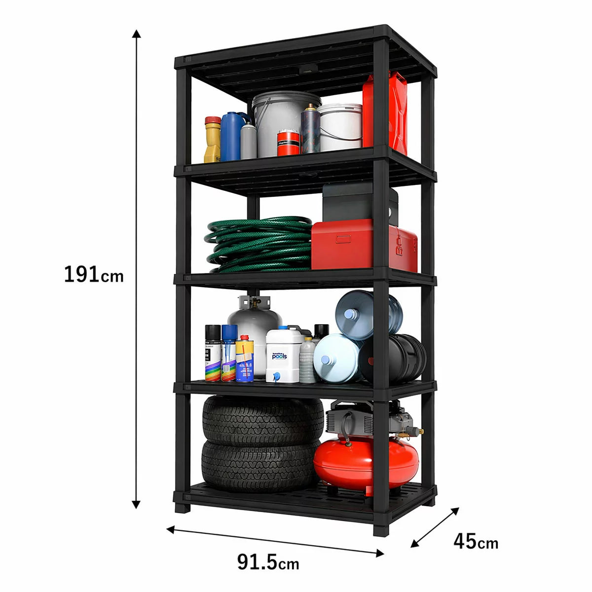 IRIS OHYAMA 5-Tier 191 x 91.5 x 45 cm Utility Storage Rack