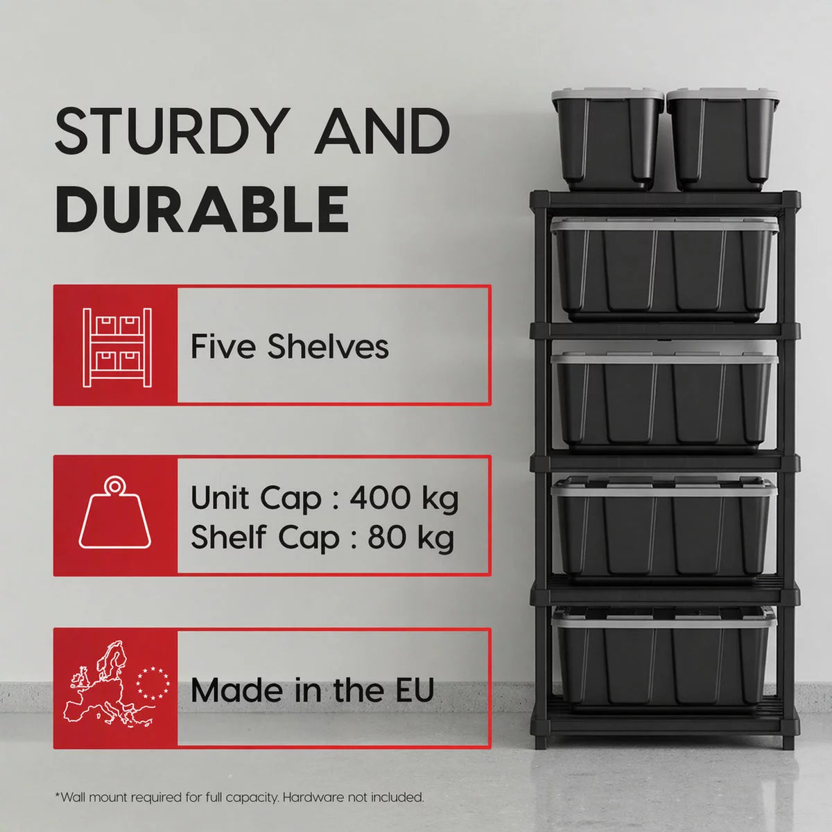 IRIS OHYAMA 5-Tier 191 x 91.5 x 45 cm Utility Storage Rack