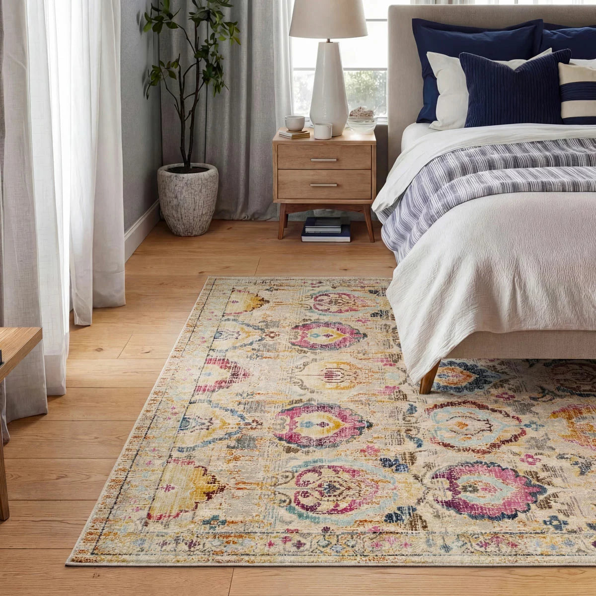 Concept Looms Vintage Kashan Ivory Multi Rug, in 3 Sizes