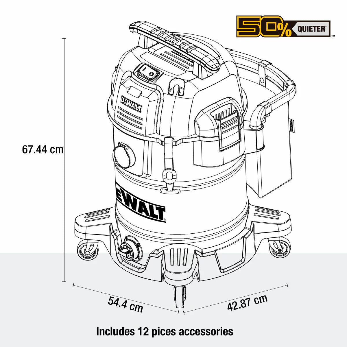 DEWALT® Wet & Dry Corded Vacuum Cleaner, 45 Litre with 2.1m Hose