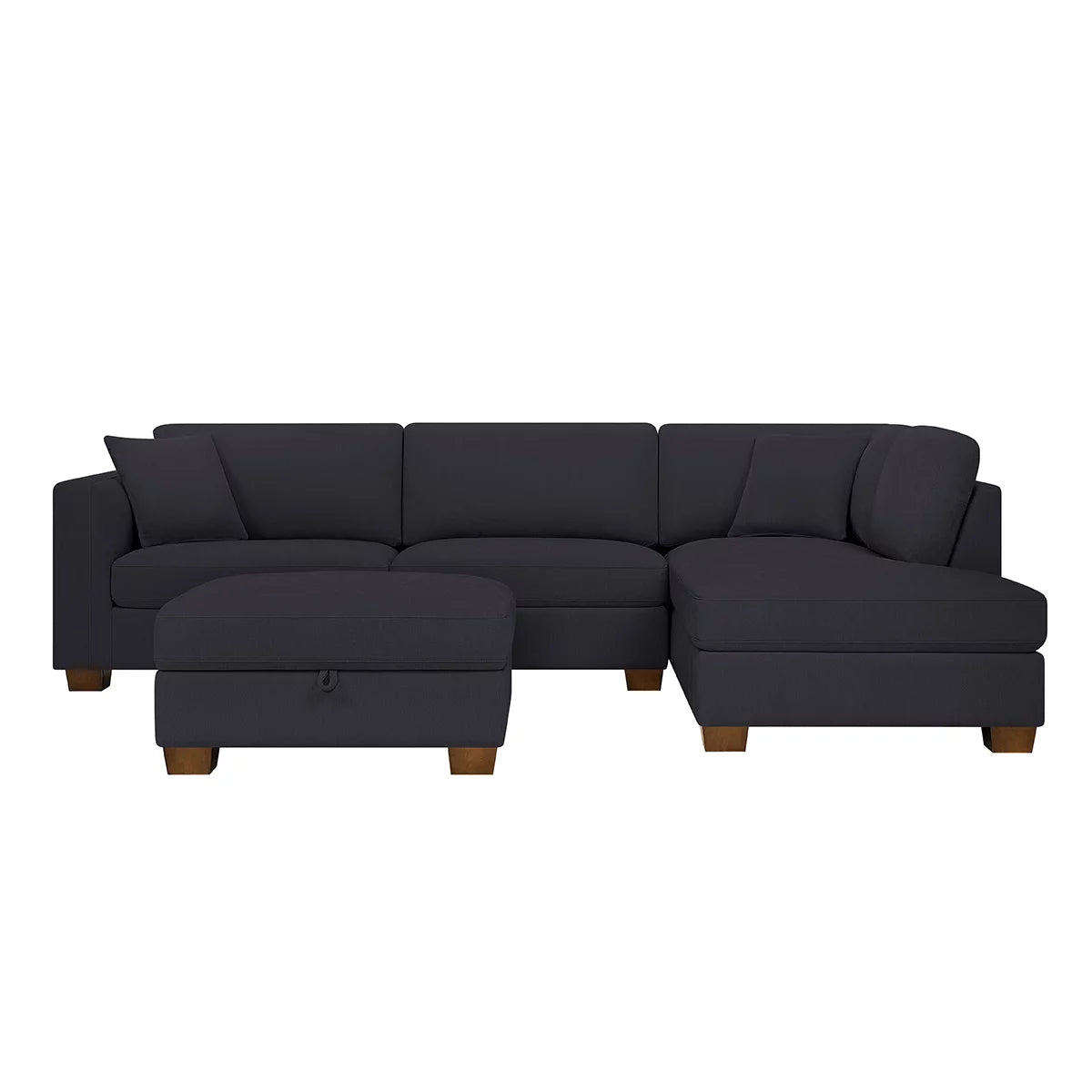 Thomasville Walsen Blue Fabric Corner Sofa with Storage Ottoman, Right Hand