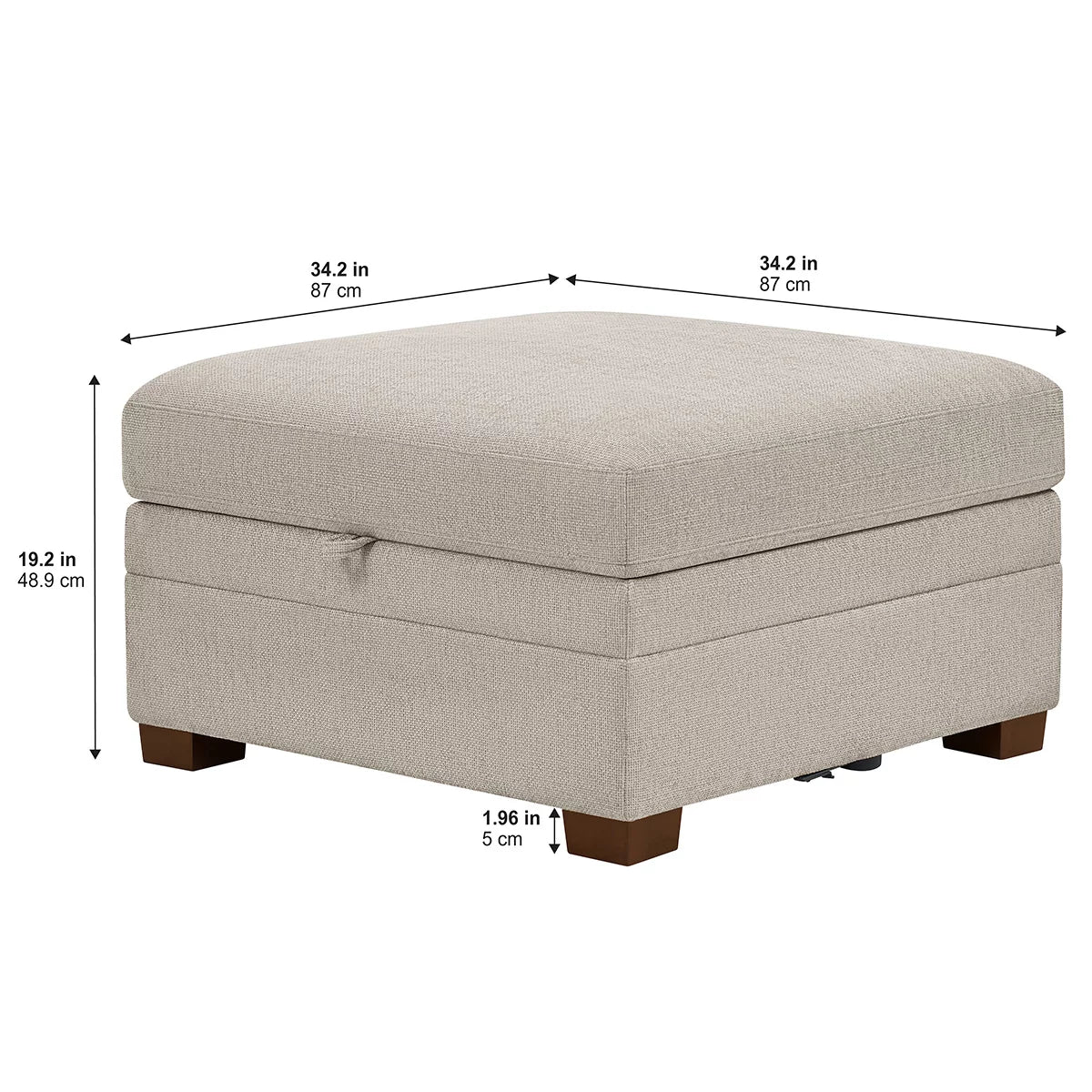 Thomasville Tisdale Taupe Fabric Storage Ottoman