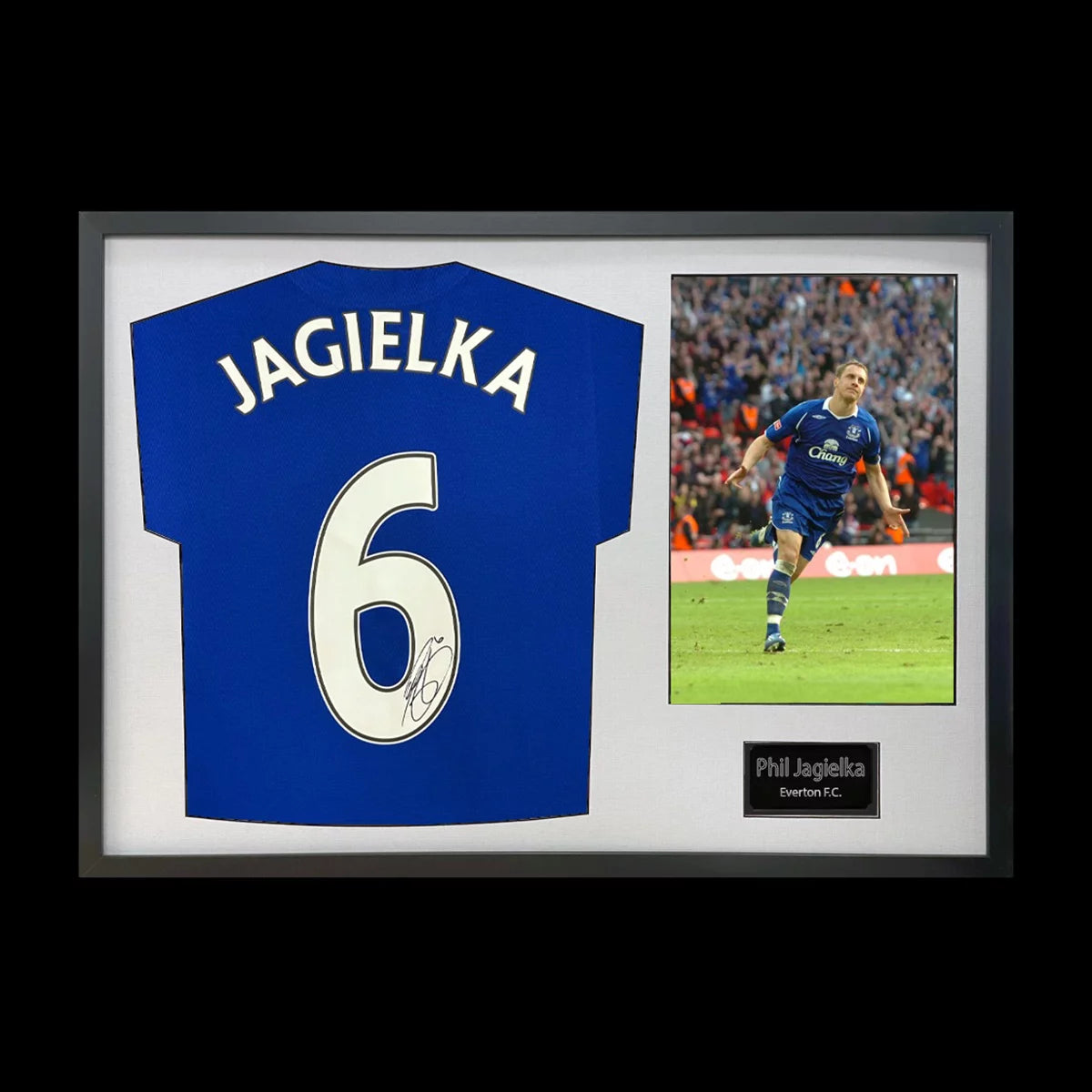 Phil Jagielka Signed Framed Everton Football Shirt, including 1 Photo in 2