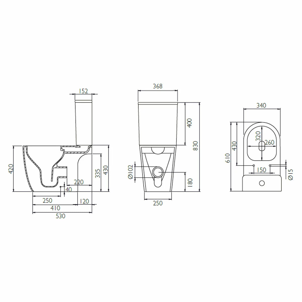Tavistock Curve Open Back Toilet With Cistern And Seat