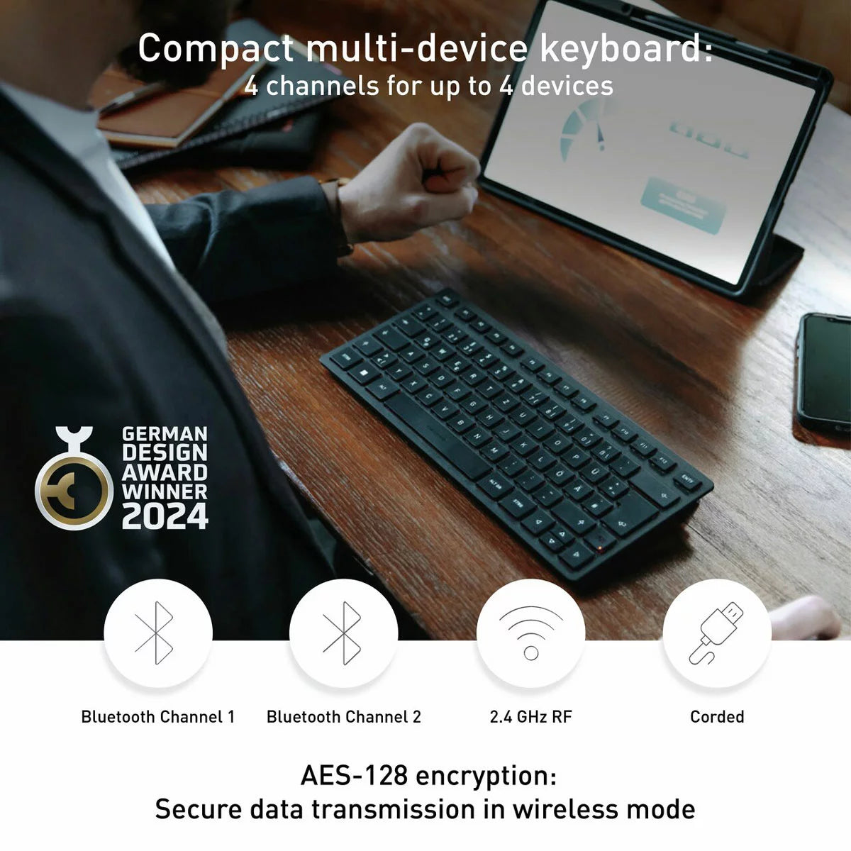 Cherry KW 9200 Mini, Wireless Keyboard with Pouch