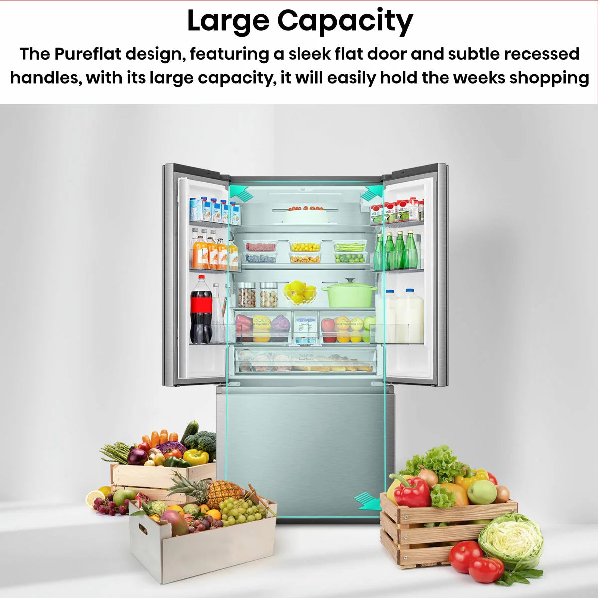 Hisense RF815N4SEFE, French Door Fridge Freezer E Rating in Black Stainless