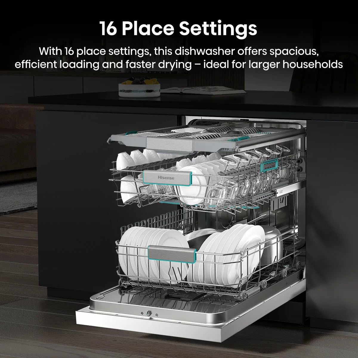 Hisense HS673A90WUK, 16 Place Settings Dishwasher, A Rated in White