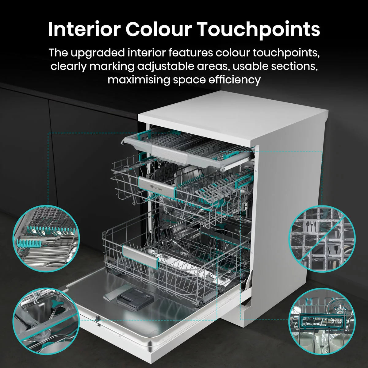 Hisense HS673A90WUK, 16 Place Settings Dishwasher, A Rated in White