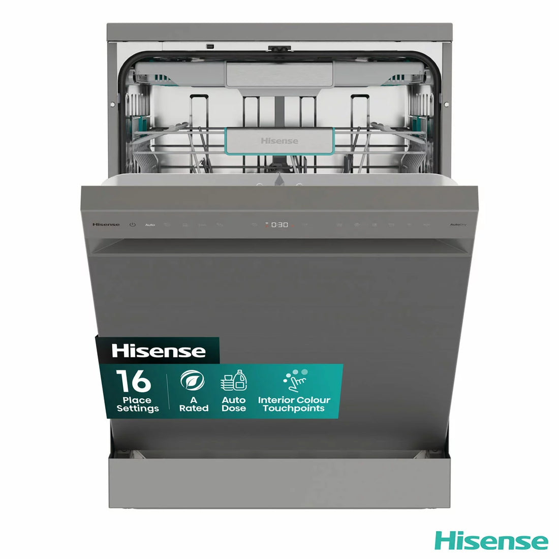 Hisense HS693A90XADUK 16 Place Settings, Freestanding Dishwasher, A Rated