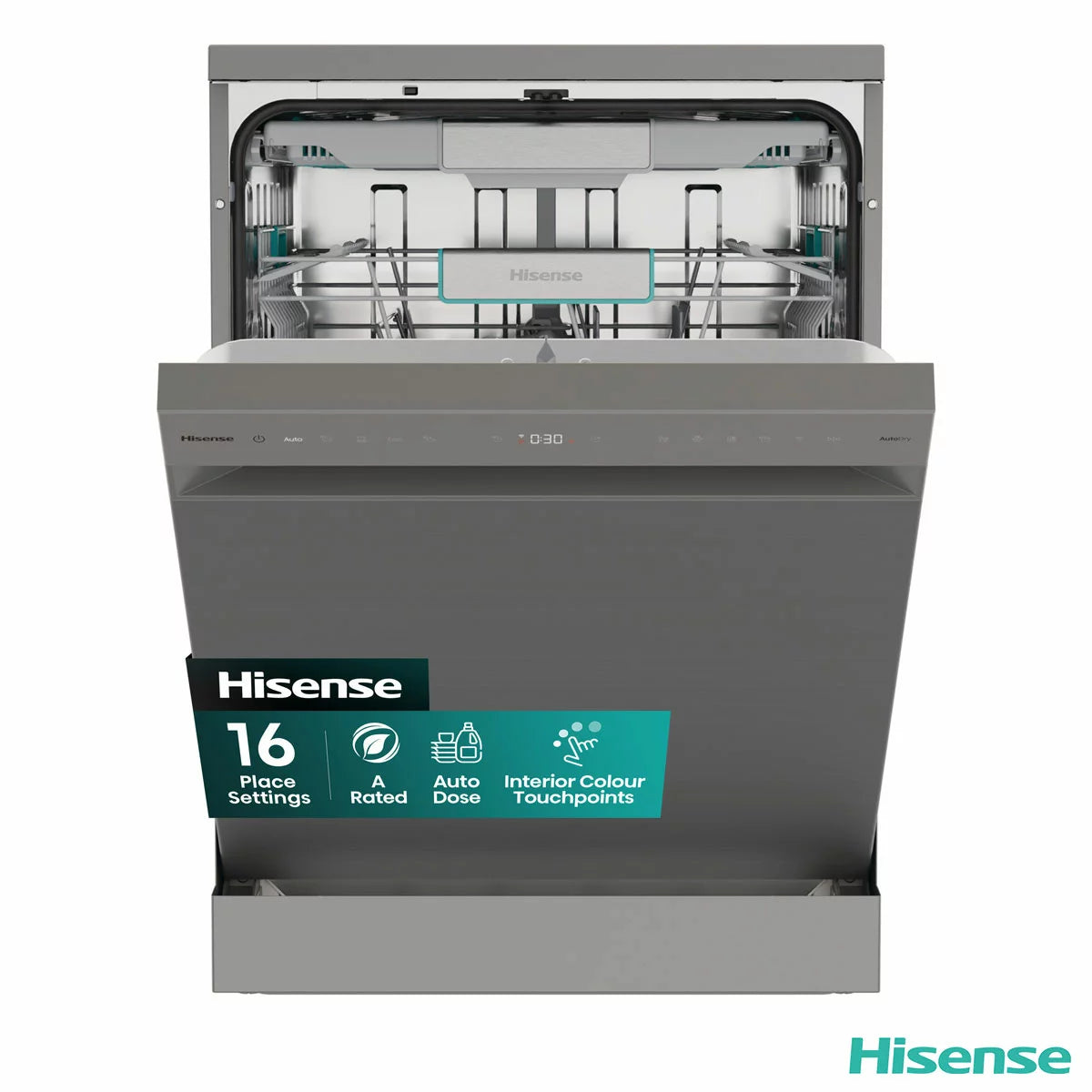 Hisense HS693A90XADUK 16 Place Settings, Freestanding Dishwasher, A Rated