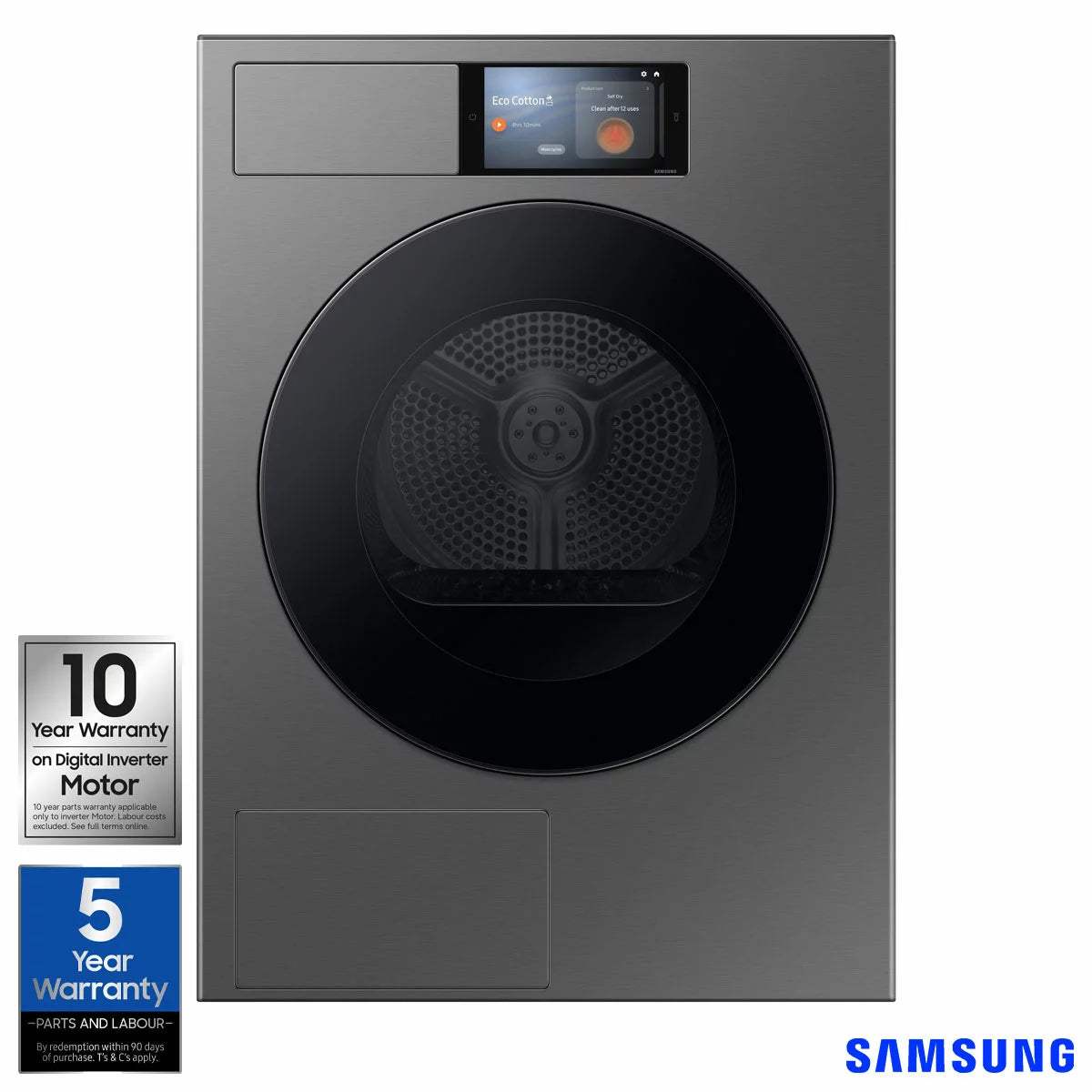 Samsung DV90F09F4SU1 9kg Heat Pump Tumble Dryer, A+++ Rated in Dark Steel