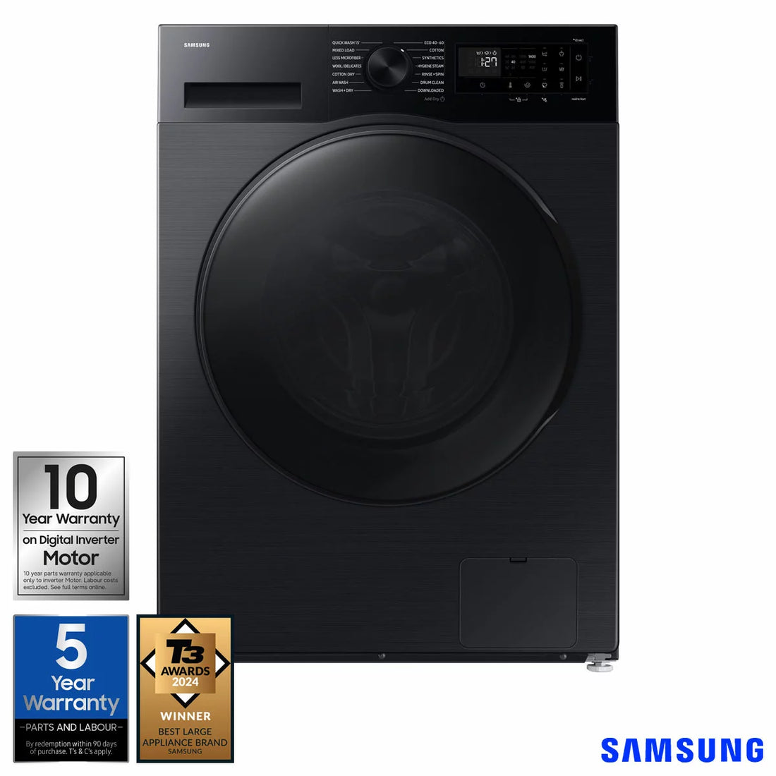 Samsung WD11DG5B15BBEU 11/6kg Washer Dryer, E Rated in Black