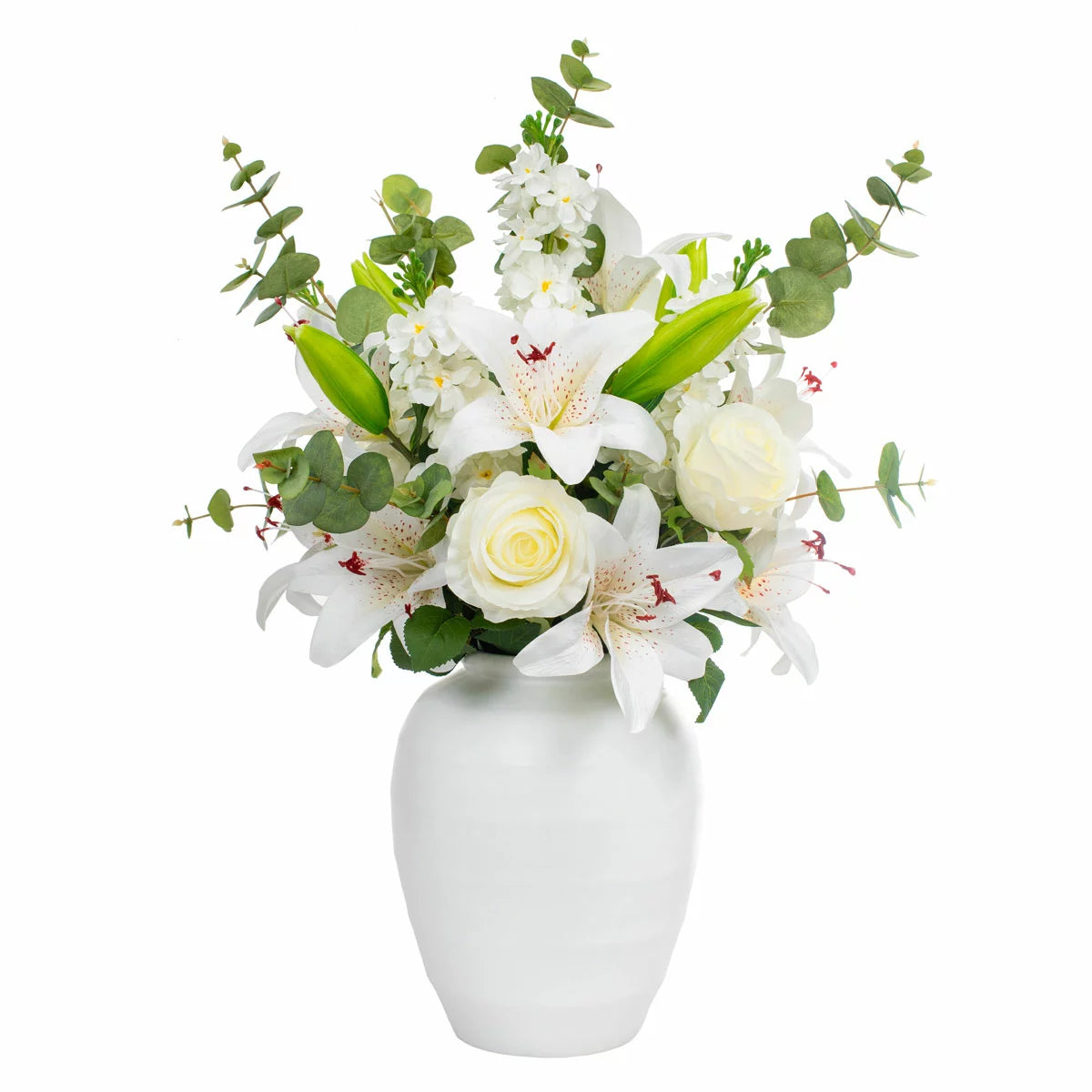 Artificial Lily & Rose Bouquet in Vase