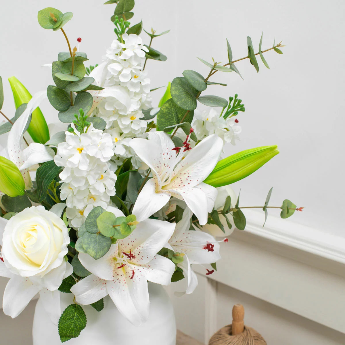 Artificial Lily & Rose Bouquet in Vase