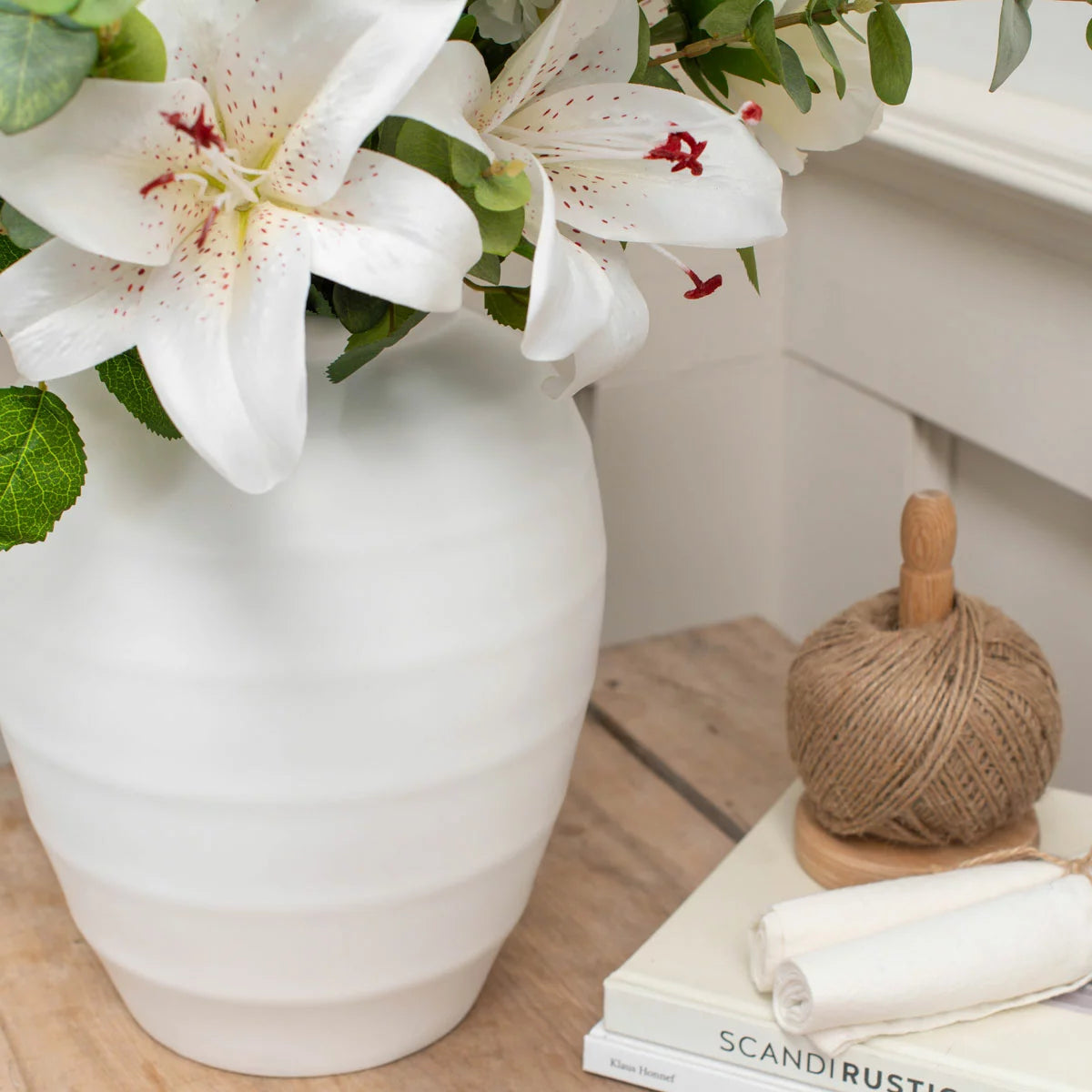 Artificial Lily & Rose Bouquet in Vase
