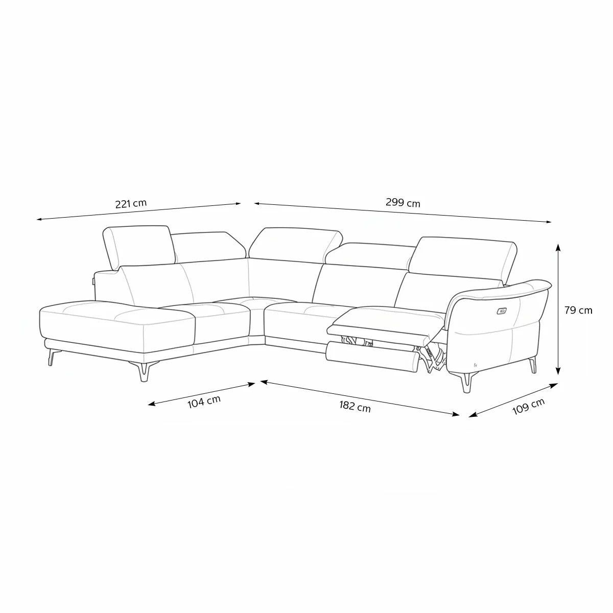Nicoletti Charleston Beige Leather Power Reclining Corner Sofa with Chaise in 2