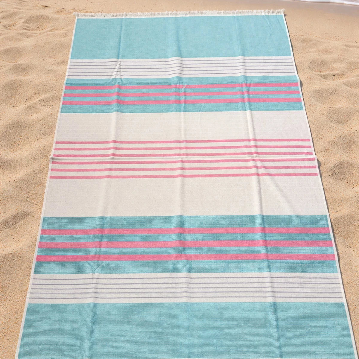 Made in Portugal 100% Cotton Blue & Pink Beach Towel