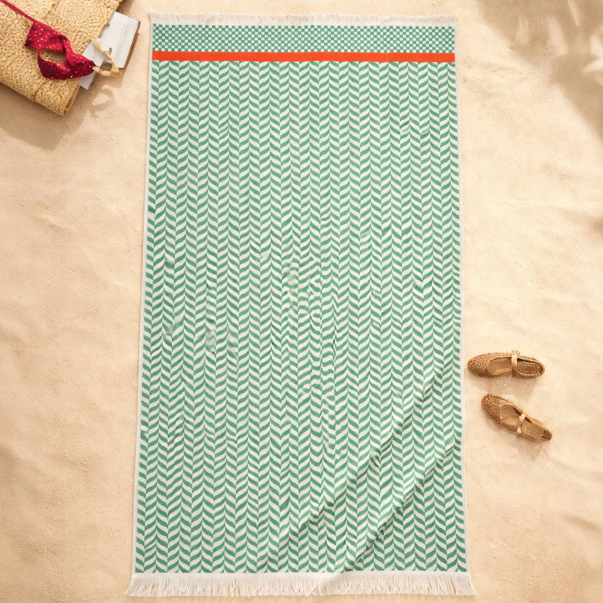 Made in Portugal 100% Cotton Green Beach Towel