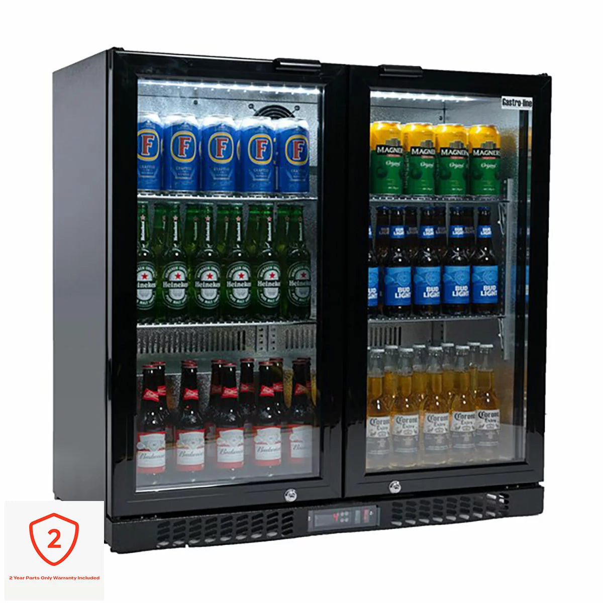 Contender RRG020 Commercial 220L Hinged Double Door Bottle Cooler, C Rated