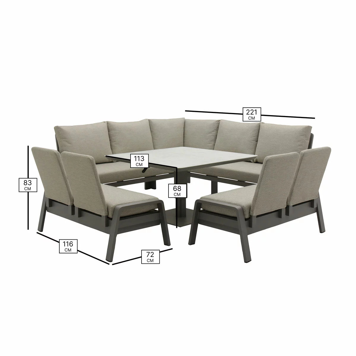 Bramblecrest Malta 4 Piece Deep Seating Patio Set with Height Adjustable Table